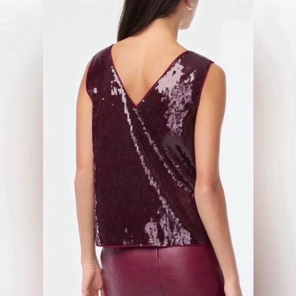 J.Crew Sequin V-Neck Tank XS Burgundy NWOT | Party, Spring Layering - Picture 2 of 5